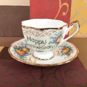 Queen Anne Happy Anniversary Teacup And Saucer